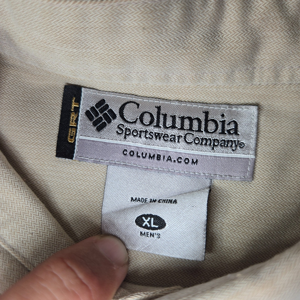 Columbia GRT Shirt Mens XL Khaki Tan Long Sleeve Button Up Hiking Viscose - Picture 4 of 13